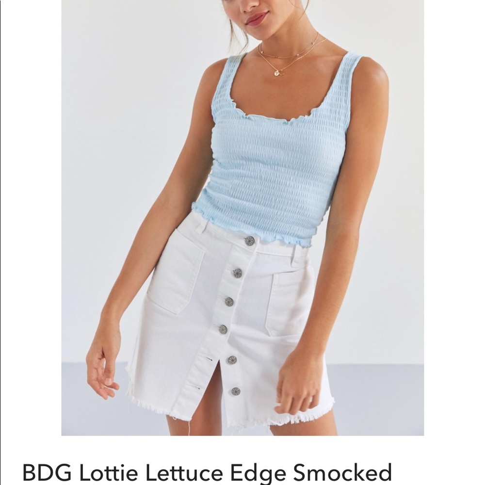 light blue ruffled tank